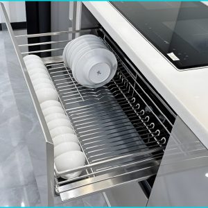 Giá bát đĩa inox 304 nan Oval ray giảm chấn - XD60M