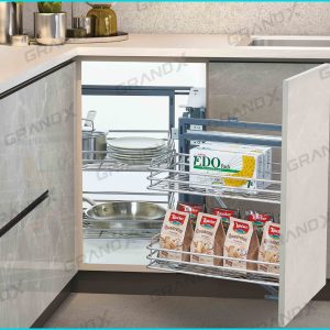 Kệ góc liên hoàn 4 rổ inox 304 Grand X - XMC.45M(L/R)